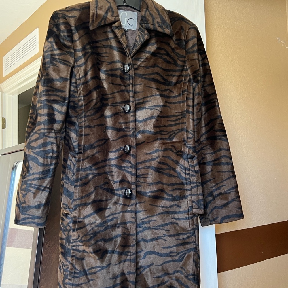 IC COLLECTION Zebra Pattern Trench Coat